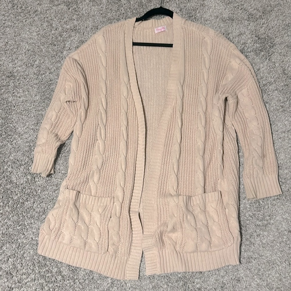 Pinklily Blush pink open knit cardigan size small